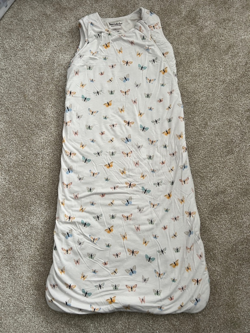 Sleeveless White Butterfly Sleep Sack.